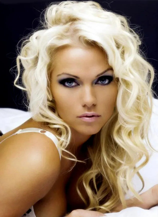 Long Curly Blonde 100% Human Hair Full Lace Wig 16 Inches