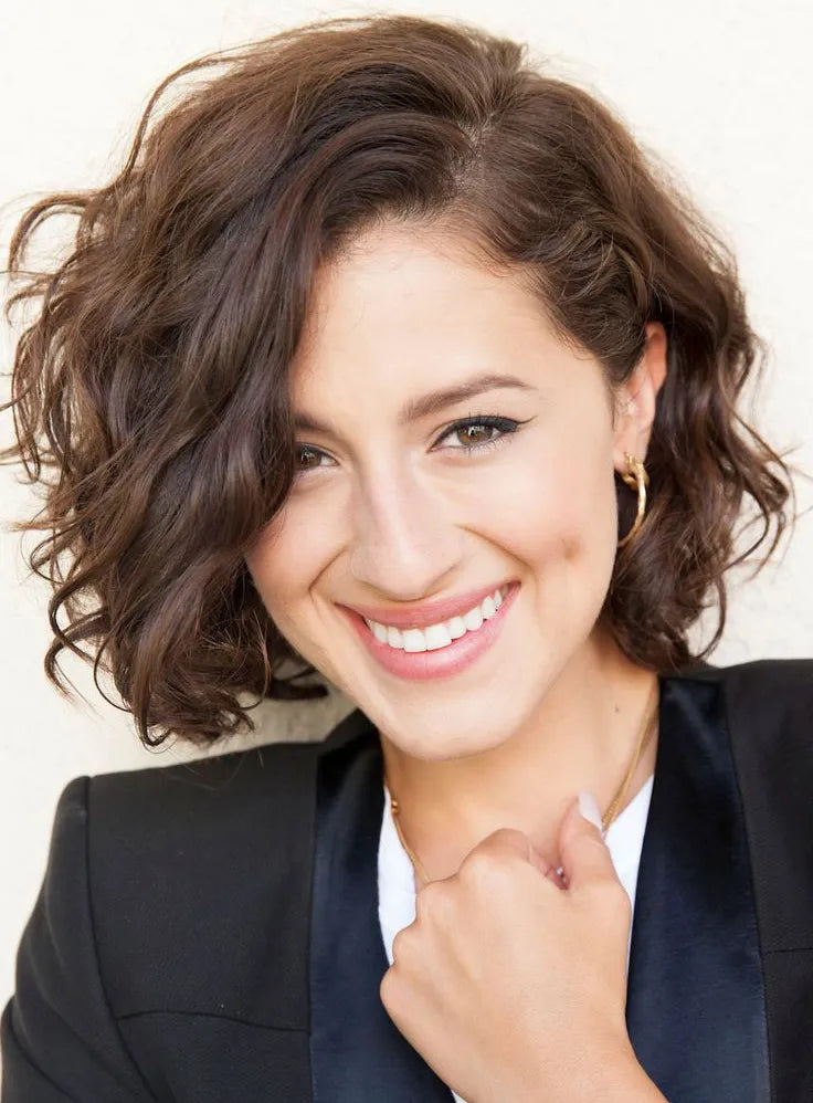 Latest Fabulous Charming Middle Wavy Lace Front Wigs 100% Human Hair 12 Inches