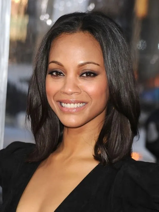 Smart Exquisite Medium Straight Lace Front 100% Human Hair Wigs for Black Women 14 Inches