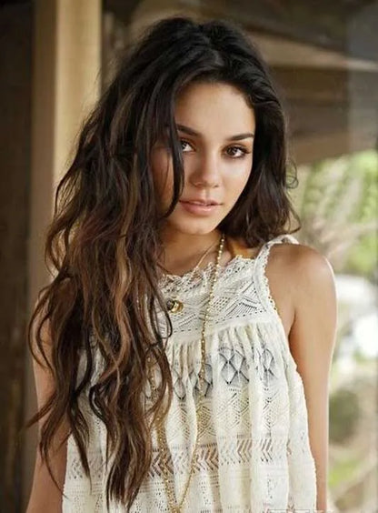 100% Human Hair Long Wavy Full Lace Wig 22 Inches