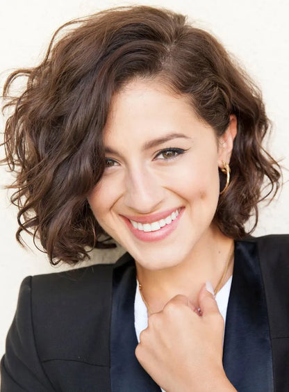 Latest Fabulous Charming Middle Wavy Lace Front Wigs 100% Human Hair 12 Inches