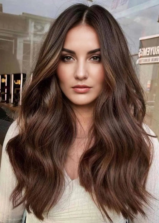 Women's Fantastic Style of Balayage Highlights Long Wavy Synthetic Hair Capless Wigs 26Inch