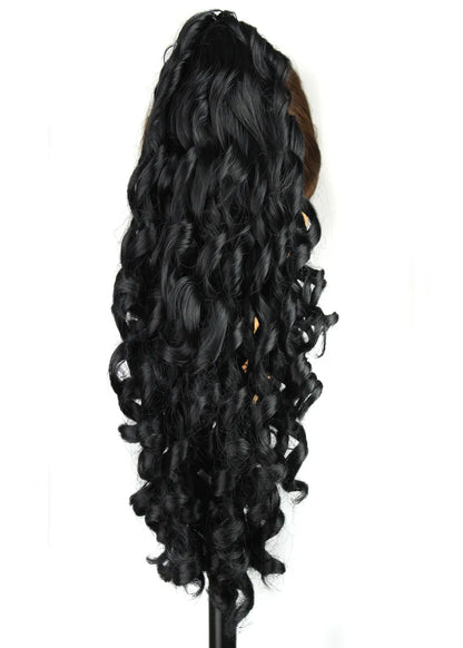 Long Natural Wave Synthetic Hair Clamping Jaw Ponytails 24 Inches