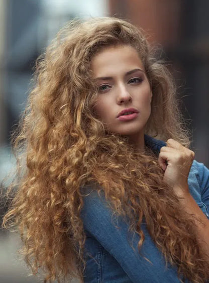 Side Parting Long Curly Lace Front Synthetic Hair Wigs 26 Inches