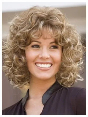 Sexy Medium Curly Blonde 16 Inches Synthetic Hair Wig