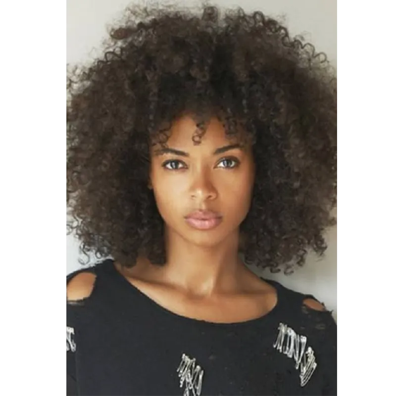 150% Density Beautiful Long Afro-curly Hairstyle Capless Wig Synthetic Hair 16 Inches